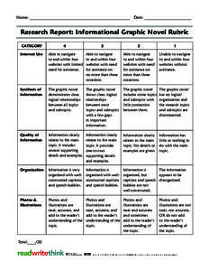 Name: _________________________________________________   Date: _______________________  Research Report: Informational Graphic Novel Rubric CATEGORY  4