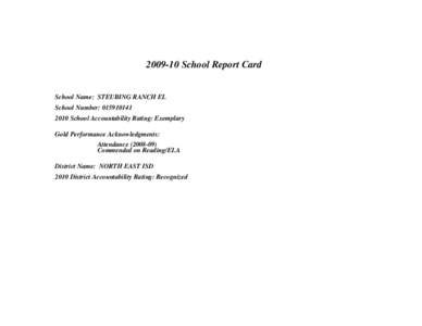 Education in the United States / Texas Assessment of Knowledge and Skills / North East Independent School District / Texas Education Agency Gold Performance Acknowledgment Criteria / Texas / Education in Texas / Texas Education Agency