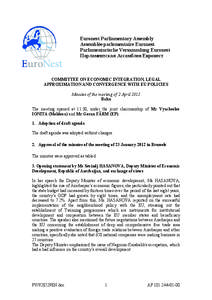 Euronest Parliamentary Assembly Assemblée parlementaire Euronest Parlamentarische Versammlung Euronest Парламентская Aссамблея Евронест  COMMITTEE ON ECONOMIC INTEGRATION, LEGAL