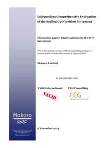 Independent Comprehensive Evaluation of the Scaling Up Nutrition Movement Discussion paper: future options for the SUN movement