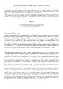 La Chorale Faller et l’Ensemble Pange Lingua réunis pour deux concerts Tous deux dirigés par Pascal Dober, la Chorale Faller de La Chaux-de-Fonds et l’Ensemble Pange Lingua de l’Université de Neuchâtel unissent