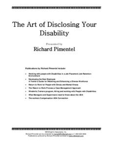 The Art of Disclosing Your Disability Presented by Richard Pimentel