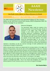 Year 7 Issue 1 AAAH Newsletter Asia Pacific Action Alliance on Human Resources for Health