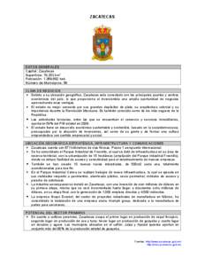 ZACATECAS  DATOS GENERALES