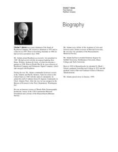 Charles F. Adams Past Chairman Raytheon Company Biography