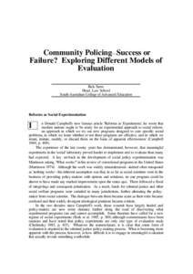 Community policing - success of failure? Exploring different models of evaluation