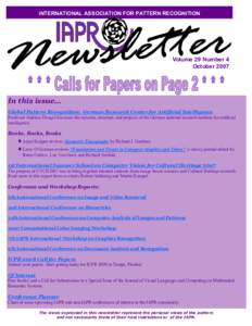 INTERNATIONAL ASSOCIATION FOR PATTERN RECOGNITION  Volume 29 Number 4 October[removed]In this issue…