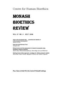 [MONASH BIOETHICS REVIEW - COVER DETAILS]