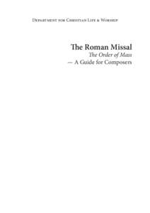 Department for Christian Life & Worship  The Roman Missal