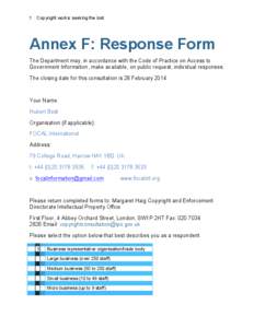 Annex F Response Form Orphan Works FOCAL International[removed]