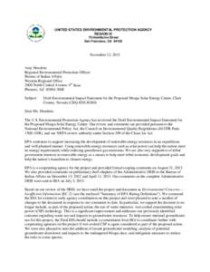 Moapa Solar Energy Center, Draft Environmental Impact Statement