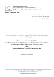 EUROPEAN COMMISSION HEALTH & CONSUMER PROTECTION DIRECTORATE-GENERAL Directorate C - Scientific Opinions C2 - Management of scientific committees; scientific co-operation and networks  Scientific Committee on Food