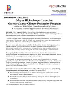 Colorado / John Hickenlooper / Climate change policy / Sustainability at American Colleges and Universities / Sustainable energy / Geography of Colorado / Denver / Denver metropolitan area
