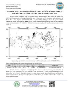 RED SISMICA DE PUERTO RICO  Universidad de Puerto Rico Recinto de Mayagüez Departamento de Geología