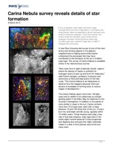 Carina Nebula survey reveals details of star formation