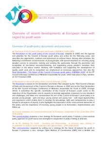 recent developments at European level with regard to youth work