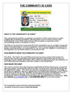 THE COMMUNITY ID CARD  WHAT IS THE COMMUNITY ID CARD?