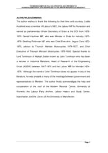 Business models / Mutualism / Industrial Workers of the World / Norton Villiers Triumph / Tony Benn / Modern Records Centre /  University of Warwick / John Tomlinson /  Baron Tomlinson / Norton Motorcycle Company / Jock Bruce-Gardyne / Politics of the United Kingdom / British people / Government of the United Kingdom