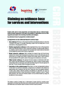 centre for research on families and relationships Claiming an evidence-base for services and interventions Funders often seek to fund programmes and interventions that are evidence-based.