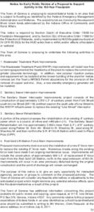 Notice for Early Public Review of a Proposal to Support Activity in the 100-Year Floodplain The Town of Geneva is proposing to expend federal funds in an area that is subject to flooding as identified by the Federal Emer