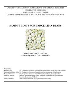 Sample Costs for Large Lima Beans, Sacramento Valley and San Joaquin Valley North, 2016