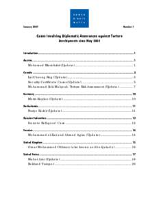 Cases Involving Diplomatic Assurances against Torture: