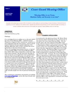 Coast Guard Hearing Office  Volume 9 Newsletter Date October 2010