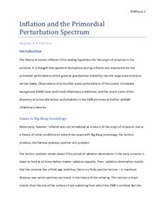 PORTILLO 1  Inflation and the Primordial Perturbation Spectrum Stephen K N P ORTILLO