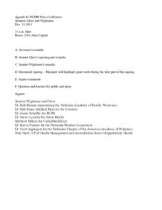 Agenda for PCMH Press Conference Senators Gloor and Wightman Dec[removed]a.m. Start Room 1524, State Capitol