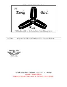 THE SCVT EARLY BIRD FAN  August 2012 Chapter 50 – Classic Thunderbird Club International