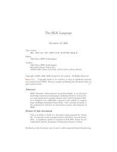 The SILK Language December 22, 2009 This version: