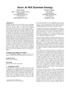 Xenon: An RDF Stylesheet Ontology Dennis Quan David R. Karger  IBM T. J. Watson Research Center