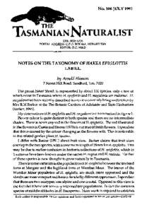 No. 106 JULYTASMANIAN NATURALIST ISSN 081~26 POSTAL ADDRESS: G.P.O. BOX 68A, HOBART 7001 EDITOR: D.G. HIRD