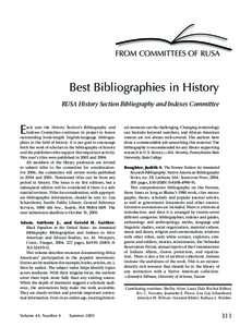 FROM COMMITTEES OF RUSA  Best Bibliographies in History RUSA History Section Bibliography and Indexes Committee  E