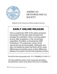 AMERICAN METEOROLOGICAL SOCIETY Bulletin of the American Meteorological Society  EARLY ONLINE RELEASE