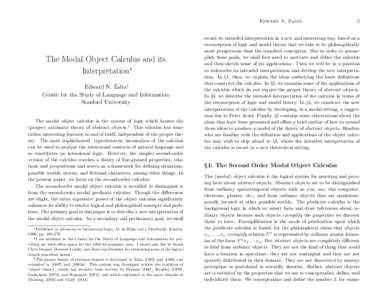 Edward N. Zalta  The Modal Object Calculus and its