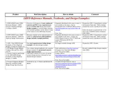 Product List - Load and Resistance Factor Design