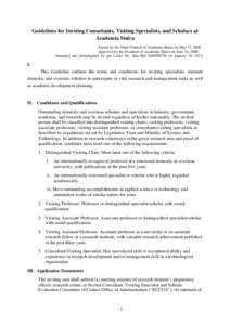 Microsoft Word - Guidelines for Inviting Consultants, Visiting Specialists, and Scholars at Academia Sinica-0318下達版.docx