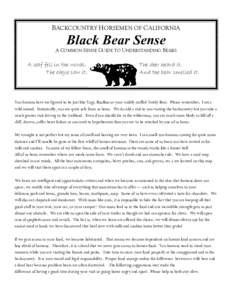 BACKCOUNTRY HORSEMEN OF CALIFORNIA  Black Bear Sense A COMMON SENSE GUIDE TO UNDERSTANDING BEARS  A leaf fell in the woods.