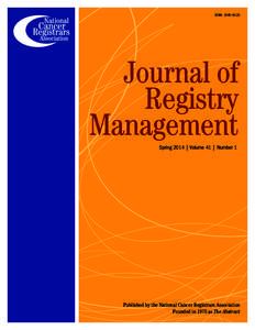ISSN: [removed]Journal of Registry Management Spring 2014 | Volume 41 | Number 1