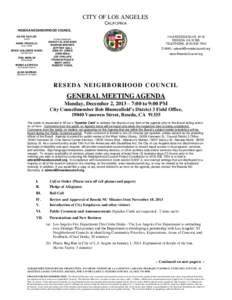 Reseda /  Los Angeles / Geography of California / Reseda / Reconsideration of a motion / Los Angeles County /  California / Agenda / Minutes / Meetings / Parliamentary procedure / Southern California