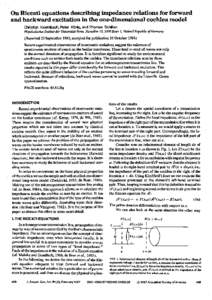 On Riccati Equations Describing Impedance Relations for Forward and Backward Excitation in the One-dimensional Cochlea Model