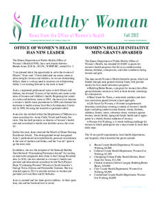 Healthy Woman  News from the Office of Women’s Health ILLINOIS DEPARTMENT OF PUBLIC HEALTH  OFFICE OF WOMEN’S HEALTH