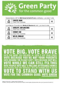 General Election (MP for Mid Dorset & North Poole constituency - you have 1 vote)  CHIVERS, Mark Green Party Candidate