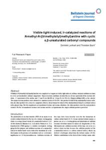 Visible-light-induced, Ir-catalyzed reactions of N-methyl-N-((trimethylsilyl)methyl)aniline with cyclic α,β-unsaturated carbonyl compounds