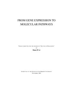 FROM GENE EXPRESSION TO MOLECULAR PATHWAYS T HESIS SUBMITTED FOR THE DEGREE OF “D OCTOR OF P HILOSOPHY ” BY