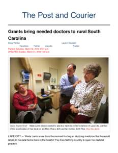 The Post and Courier Grants bring needed doctors to rural South Carolina Doug Pardue Facebook Twitter