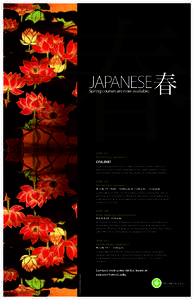 春 JAPANESE春 Spring courses are now available. JPNS 101 Elementary Japanese I