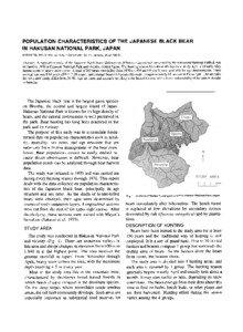 POPULATION CHARACTERISTICS OF THE JAPANESE BLACK BEAR IN HAKUSAN NATIONAL PARK, JAPAN MASAMITSUHANAI, Hakusan Nature Conservation Center, Ishikawa, Japan[removed]