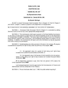 PUBLIC ACTS, 1999 CHAPTER NO. 288 HOUSE BILL NO. 207 By Representative Head Substituted for: Senate Bill No. 206 By Senator Springer